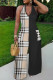 Black Apricot Casual Print Lace Up Backless Halter Fitted Jumpsuits