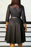 Pink Elegant Solid Color Patchwork With Belt Turndown Collar A Line Dresses