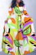 White Green Casual Leaf Print Basic O Neck Long Dresses