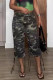 Camouflage Casual Camouflage Print Draw String Buttons Patchwork Zipper Mid Waist Straight Full Print Bottoms