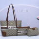 Grey Brown Street Letters Patchwork Zipper Bags
