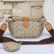 Khaki Street Letters Patchwork Chains Zipper Bags