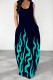 Cyan Green Casual Geometric Print Pocket U Neck Printed Dresses