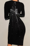 Multicolor Sexy Print Patchwork O Neck Wrapped Skirt Dresses