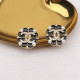 Black Street Letters Hollow Out Rhinestone Decor Earrings