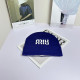 Blue Casual Daily Letters Weave Contrast Hat