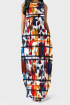 Stripe Casual Geometric Print Leopard Print Pocket Contrast O Neck Printed Dresses