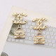 Gold Street Letters Hollow Out Rhinestone Decor Earrings