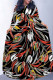 Black Casual Leaf Print Basic O Neck Long Dresses
