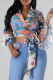 Colour Street Print Pocket Patchwork Strap Design Turndown Collar Tops