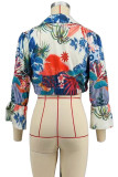 Colour Street Print Pocket Patchwork Strap Design Turndown Collar Tops