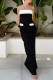 Black Elegant Patchwork Contrast Strapless Sleeveless Two Pieces