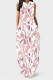 White Pink Casual Floral Print Pocket O Neck Printed Dresses