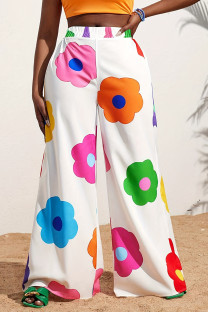 White Casual Print Patchwork Plus Size