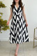 White Elegant Stripe Patchwork V Neck A Line Dresses