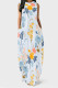 Baby Blue Casual Floral Print Pocket O Neck Printed Dresses