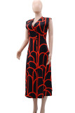 White Elegant Stripe Patchwork V Neck A Line Dresses