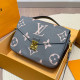 Gray Blue Casual Daily Letters Contrast Embossed Bags