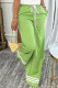 Green Casual Striped Print Basic Regular High Waist Conventional Positioning Print Trousers