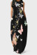 Black Pink Casual Print Pocket Patchwork O Neck Long Dresses