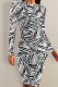 Black And White Striped Print Contrast O Neck Printed Dresses
