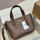 Brown Red Casual Street Letters Patchwork Zipper Contrast Bags