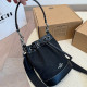 Black Casual Daily Letters Draw String Patchwork Bags