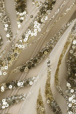 Silver Sexy Patchwork Sequins See-Through Half A Turtleneck Long Sleeve Dresses