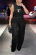 Black Casual Letter Print Fringed Trim O Neck Sleeveless Two Pieces