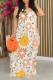 Apricot Sexy Floral Print Contrast V Neck Printed Dresses