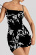 Black White Sexy Print Patchwork Backless Spaghetti Strap Sling Dresses