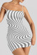 Gray White Sexy Print Patchwork Backless Spaghetti Strap Sling Dresses