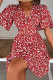Red Elegant Print Patchwork V Neck A Line Dresses