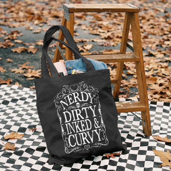 Black NERDY DIRTY INKED & CURVY PRINTED BAG