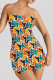 Colour Sexy Print Patchwork Backless Spaghetti Strap Sling Dresses
