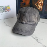 Grey Casual Street Solid Color Distressed Patchwork Hat
