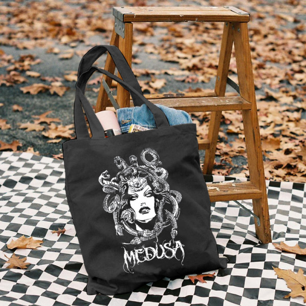 Black PERSONALIZED MEDUSA PRINTED BAG