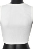 White Sexy Letters Patchwork O Neck Tops