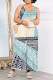 Multicolor Casual Geometric Print Pocket Contrast O Neck Loose Jumpsuits