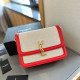 Red Casual Daily Letters Patchwork Metal Accessories Trim Contrast Bags