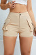 Apricot Street Solid Color Pocket Buttons Patchwork Zipper Skinny Mid Waist Conventional Patchwork Bottoms
