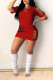 Red Casual Street Letter Print Ripped O Neck A Line Short Sleeve Dress