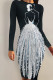 Black And White Sexy Print Patchwork O Neck Wrapped Skirt Dresses