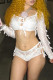White Sexy Solid Color Lace Hollow Out Patchwork See-Through Strap Design O Neck Long Sleeve Two Pieces