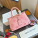 Pink Casual Daily Letters Patchwork Zipper Contrast Bags