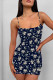 Dark Blue Sexy Print Patchwork Backless Spaghetti Strap Sling Dresses