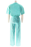 Pink Casual Solid Color Cross Straps O Neck Short Sleeve Two Pieces