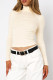 Apricot Casual Solid Color Patchwork Turtleneck Tops