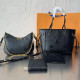 Black Casual Daily Letters Zipper Embossed Bags