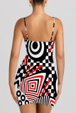 Multi-color Sexy Geometric Print Cartoon Print Contrast Printed Dresses